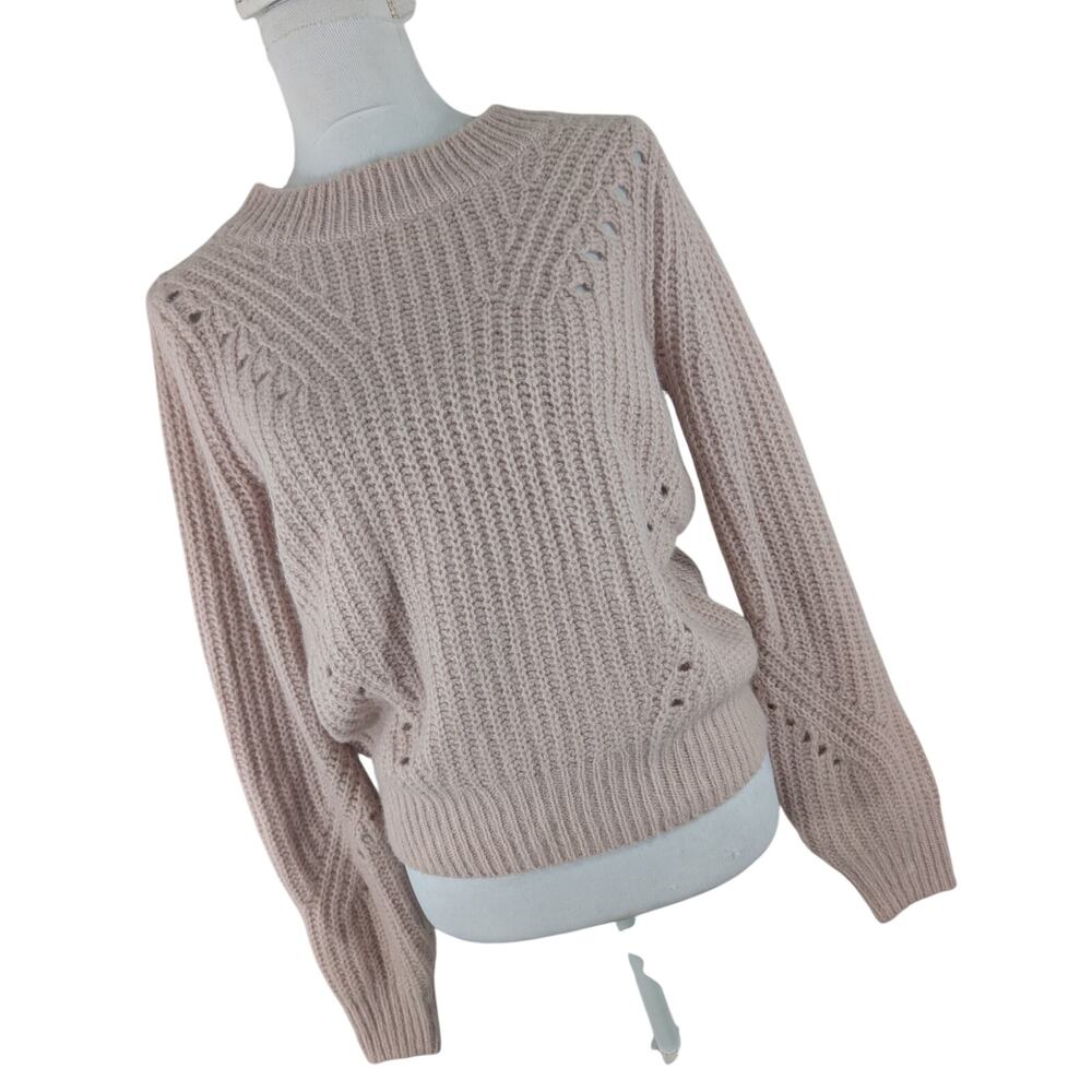 NWOT! THE GAP! PALE PINK ALPACA, WOOL+ BLEND BULKY KNIT ROUND NECK SWEATER! XS